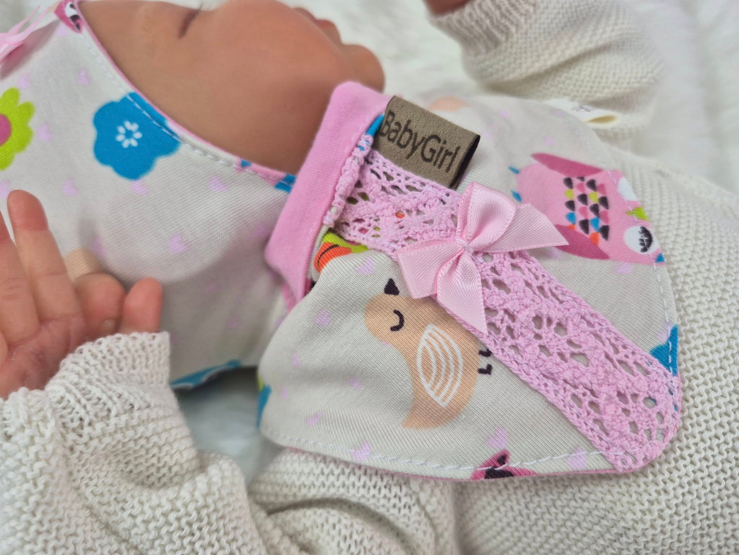 Babyset Eule mit Strick-rosa