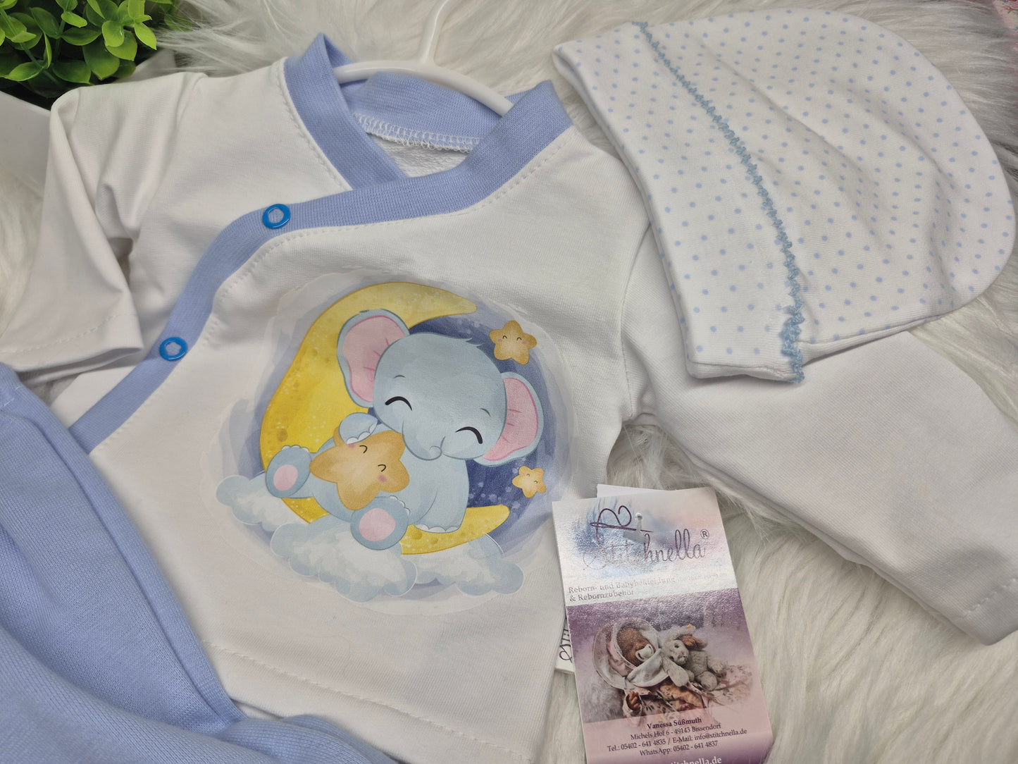 Babyset blau Elefant auf Mond