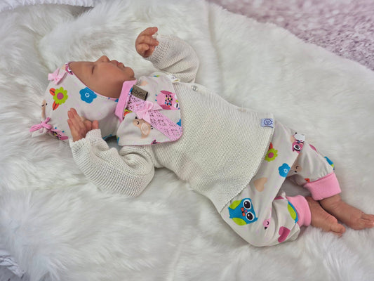Babyset Eule mit Strick-rosa