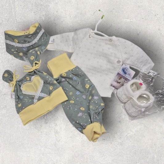 Babyset grün/gelb Blümchen